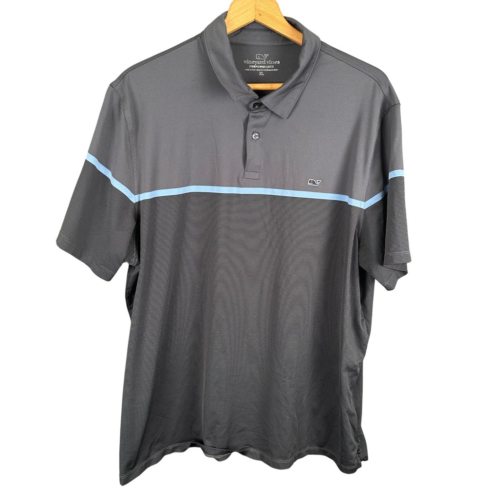 Vineyard Vines Performance Polo Shirt Mens XL Gray Colorblock Short Sleeve Golf